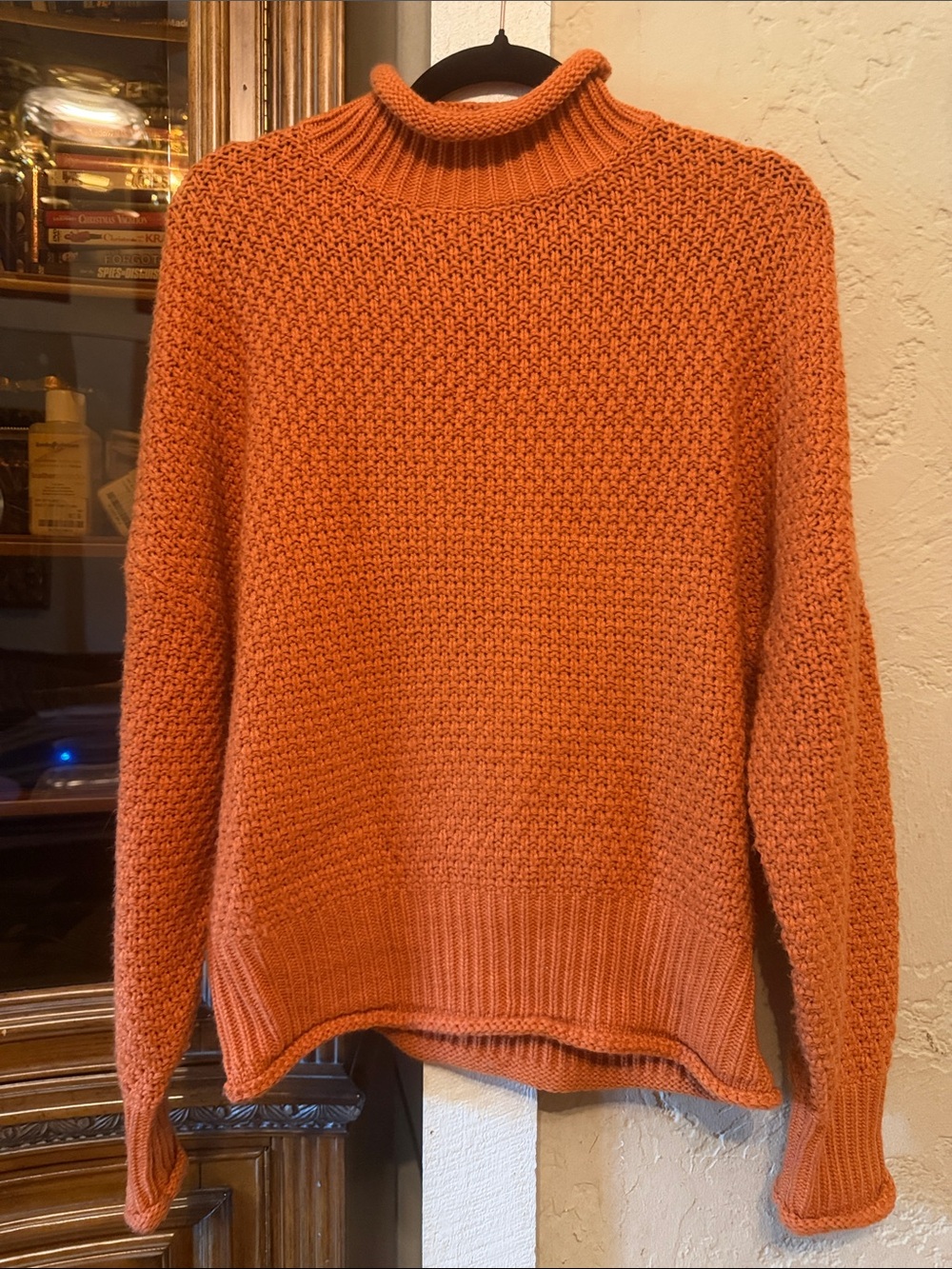 Women's Ribbed Cowl Neck Sweater - Orange